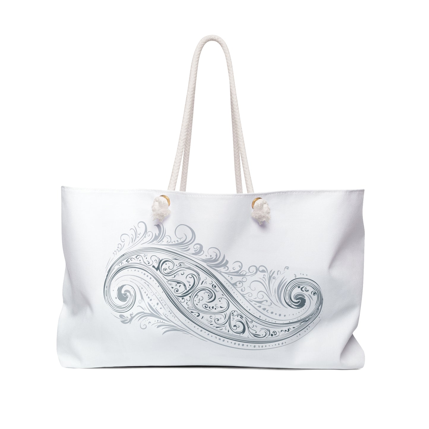 Silver Paisley Weekender Bag | Nautical Rope Handle, Travel Tote