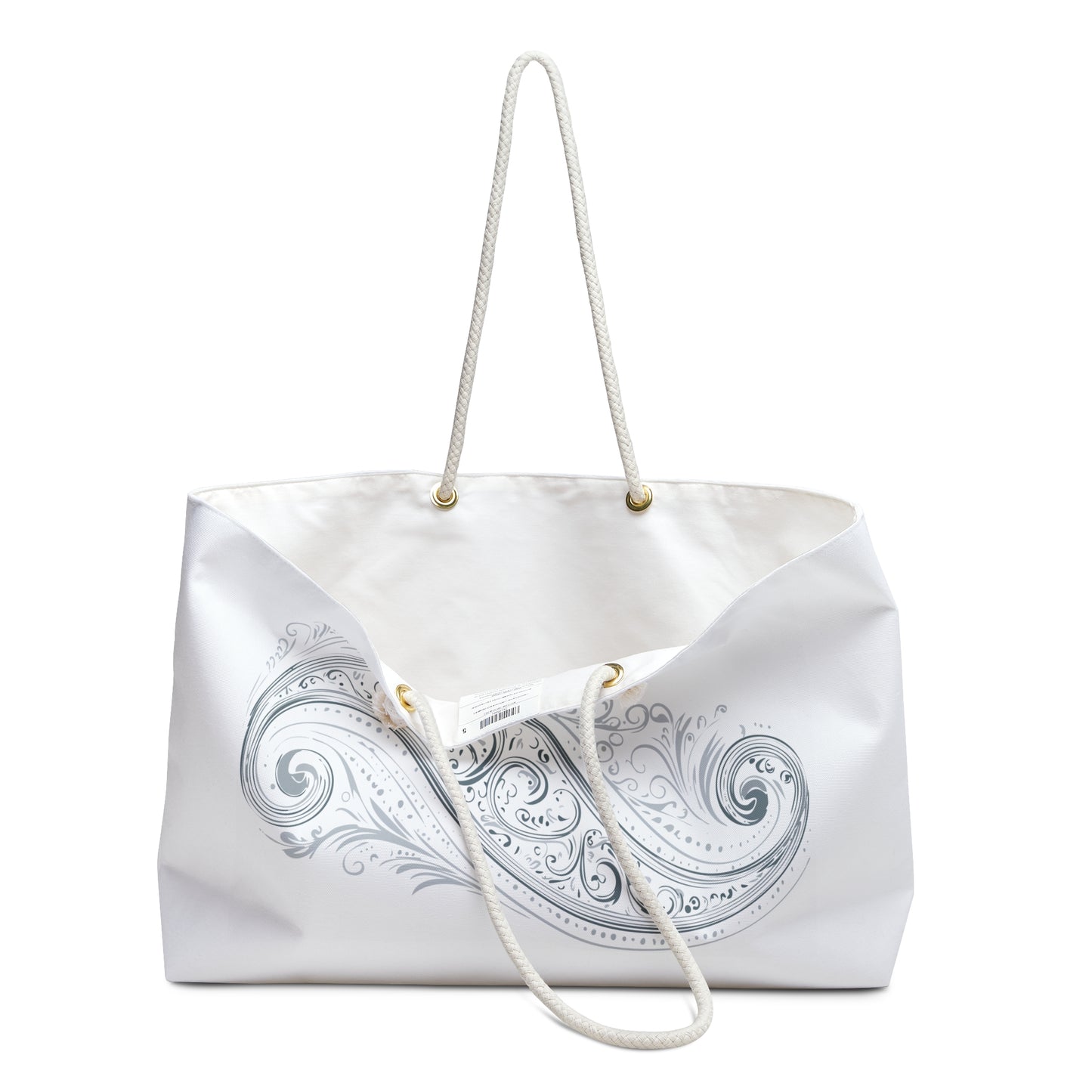 Silver Paisley Weekender Bag | Nautical Rope Handle, Travel Tote